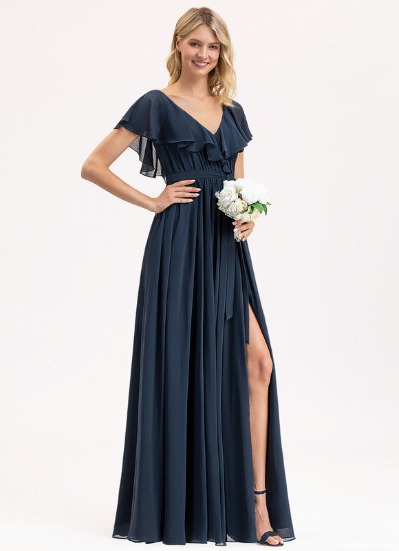 Robe Mousseline Élégante Col V Fendue - gallery 3