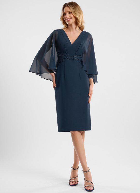 Robe Cocktail Élégante Col V Paillettes