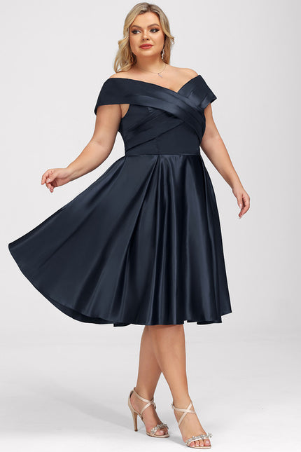 Robe Satinée Épaule Dénudée Élégante - gallery 5
