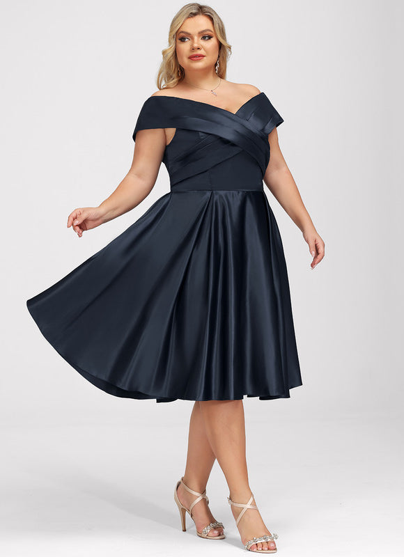 Robe Satinée Épaule Dénudée Élégante - gallery 5