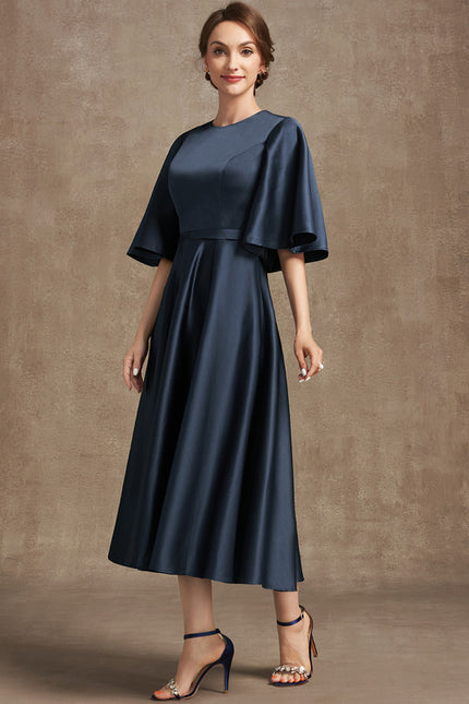 Robe Satinée Élégante Col Rond - gallery 3