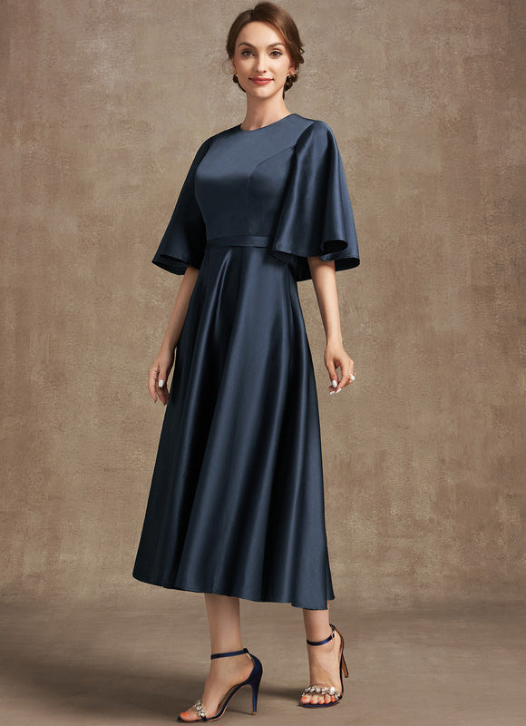Robe Satinée Élégante Col Rond - gallery 3