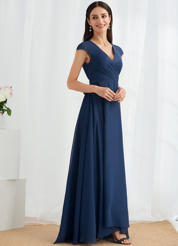 Robe Longue Mousseline Bleu Marine Été - gallery 3