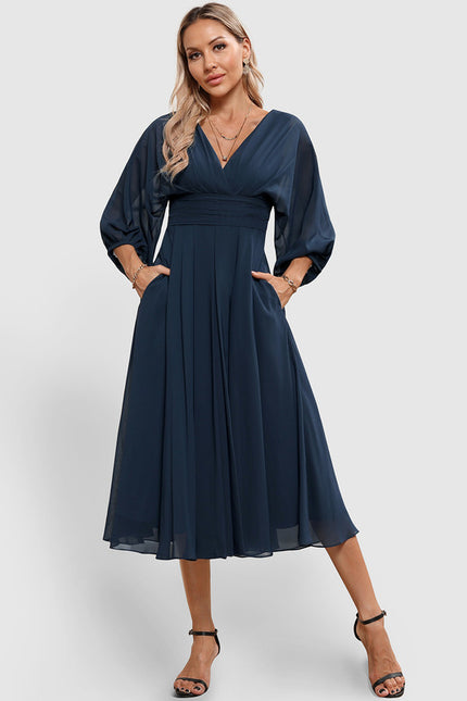 Robe Trapèze Fleurie Bleu Marine