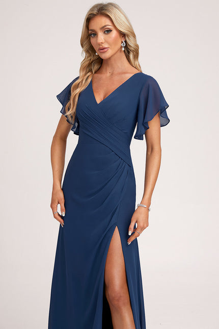 Robe Mousseline Élégante Col V Fendue - gallery 4
