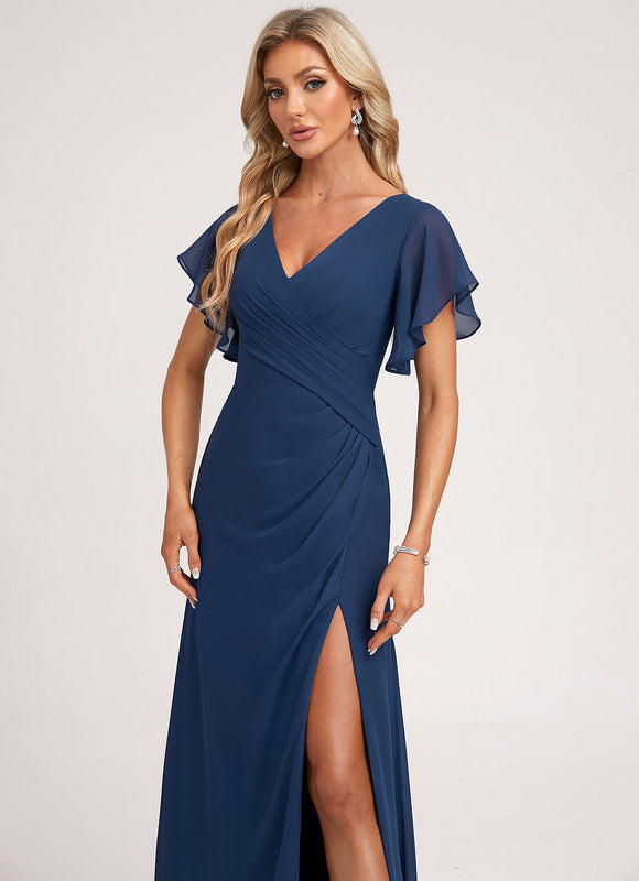Robe Mousseline Élégante Col V Fendue - gallery 4