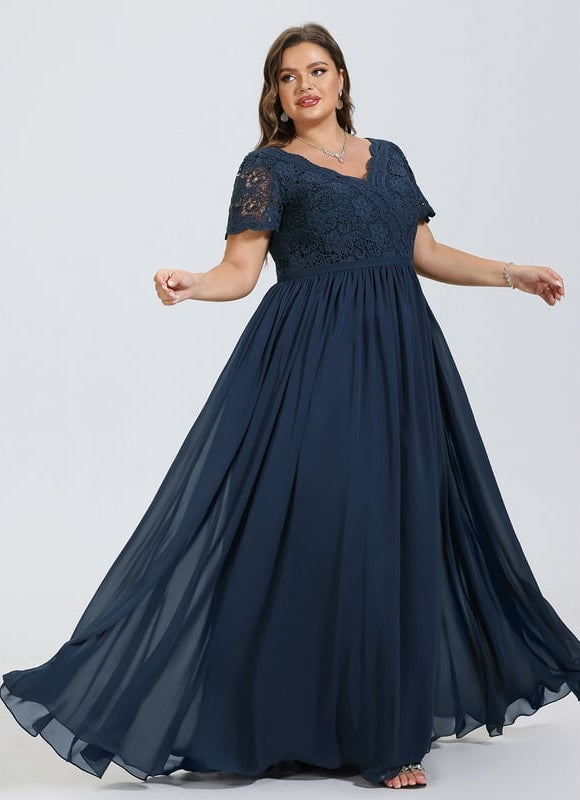 Robe Élégante Col V Brodée Nuit - gallery 6