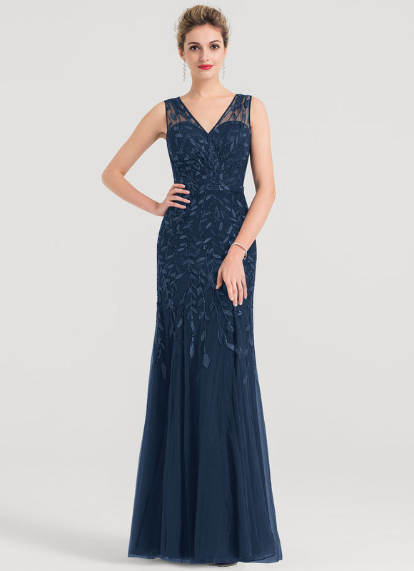 Robe Élégante Tulle Brodé Nuit