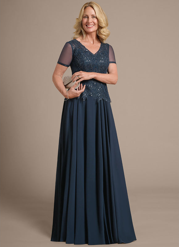 Robe Mère Mariée Bleu Marine Paillettes - gallery 5