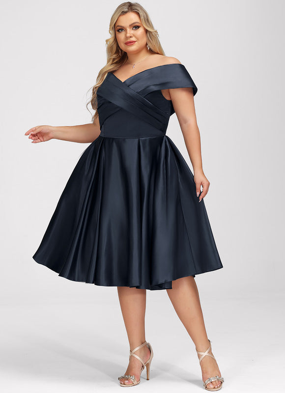 Robe Satinée Épaule Dénudée Élégante - gallery 8