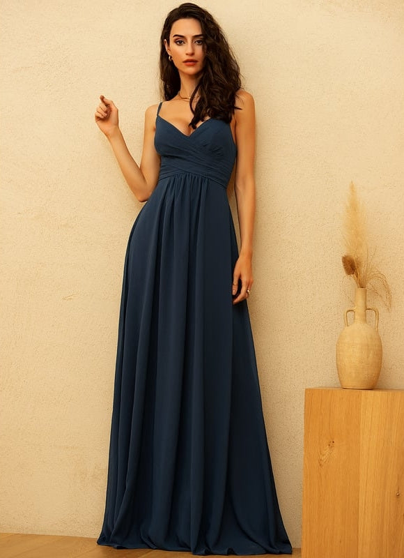Robe Longue Chic Col V Satinée