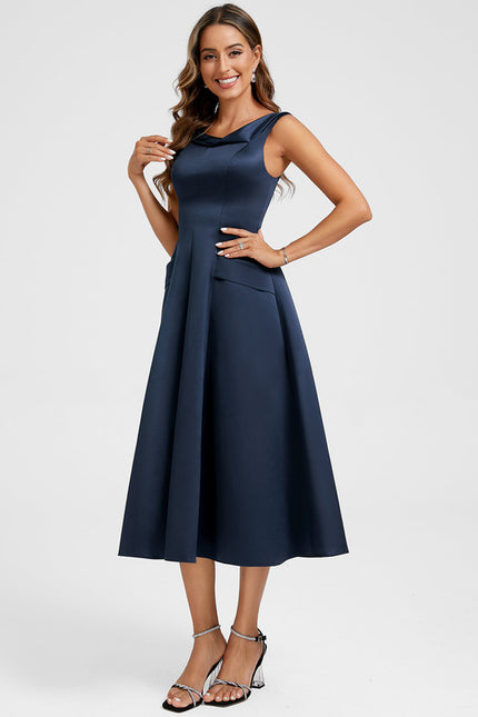 Robe Élégante Bleu Marine - gallery 1