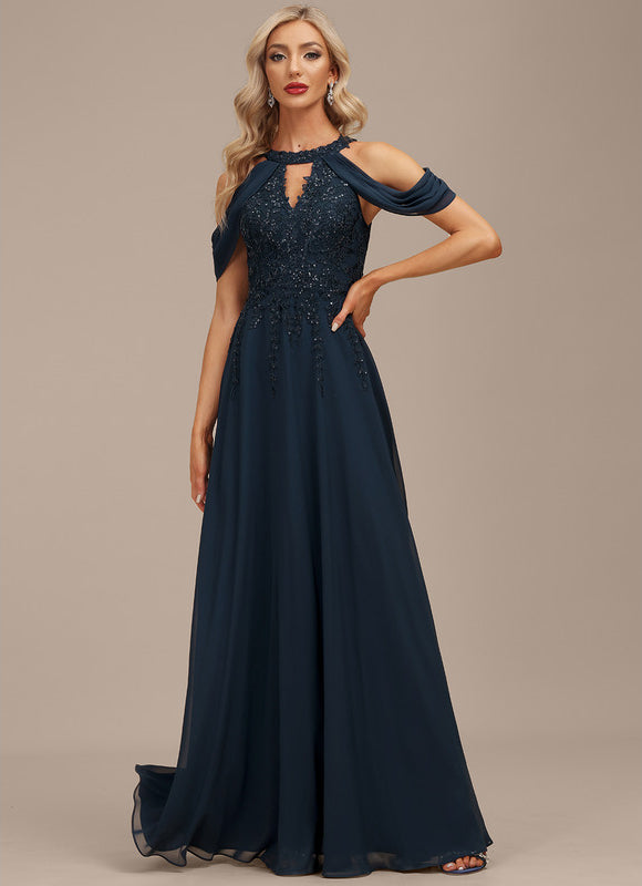 Robe Élégante Paillettes Col Dénudé - gallery 6
