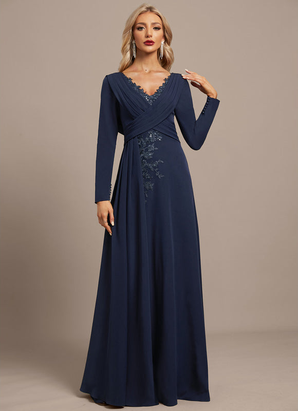 Robe Élégante Col V Paillettes - gallery 4