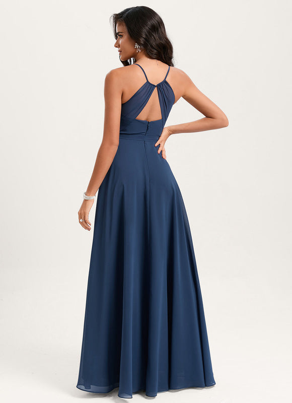 Robe Mousseline Élégante Fendue Nuit - gallery 2