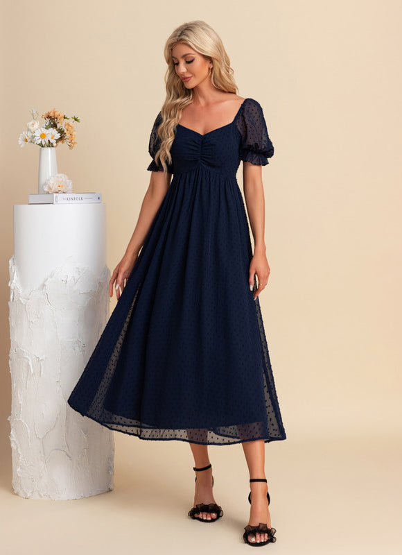 Robe Plumetis Bleu Marine - gallery 1