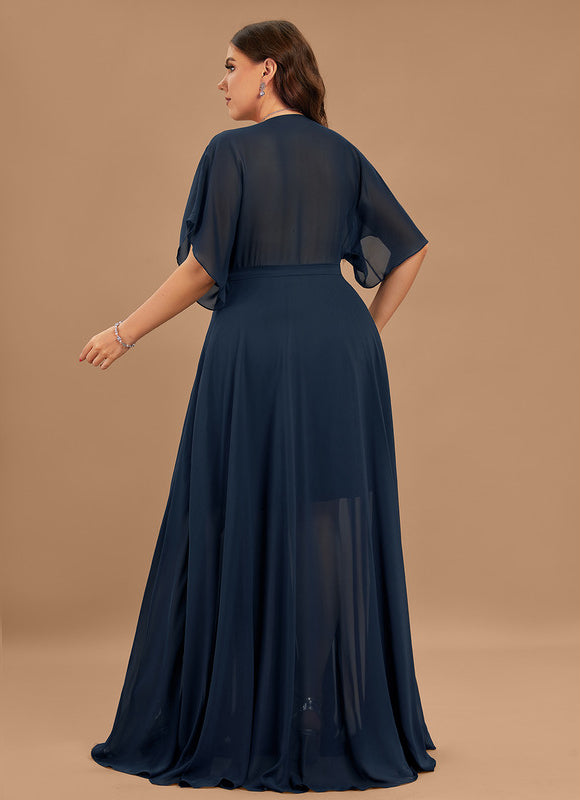 Robe Longue Chic Col V Fendue - gallery 8