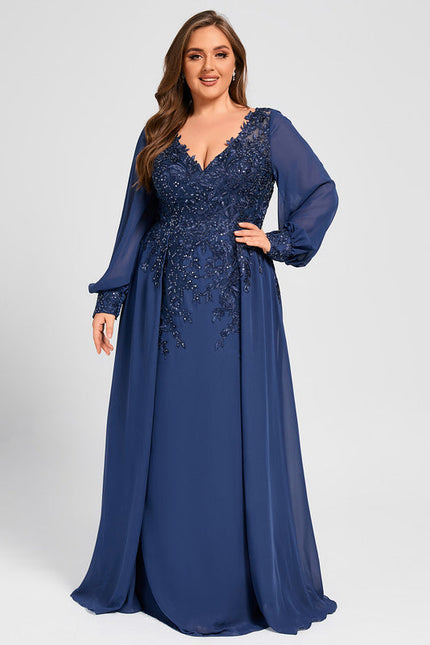 Robe Élégante Longue Paillettes Bleu - gallery 9