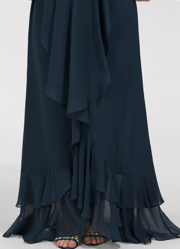 Robe Élégante Mousseline Volants Nuit - gallery 8