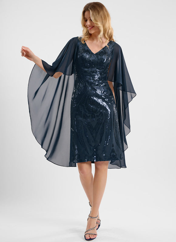 Robe Pailletée Col V Élégante - gallery 3