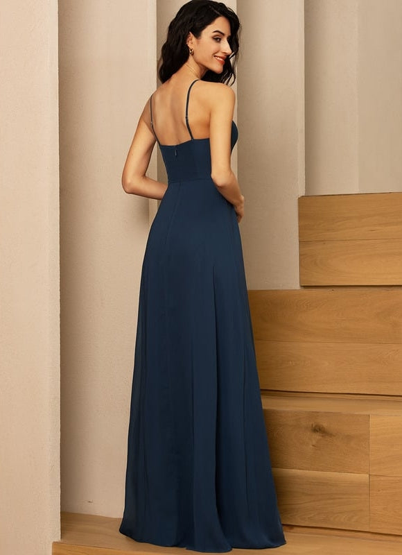 Robe Trapèze Chic Col Carré Fendue - gallery 1