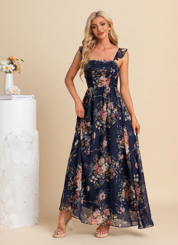 Robe Mousseline Bleu Marine - gallery 6