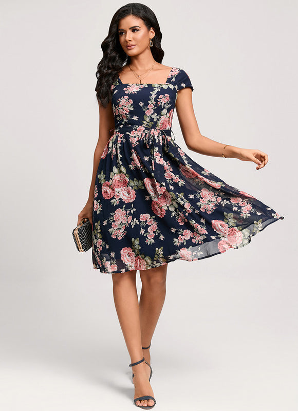 Robe Bleu Marine Fleurie - gallery 5