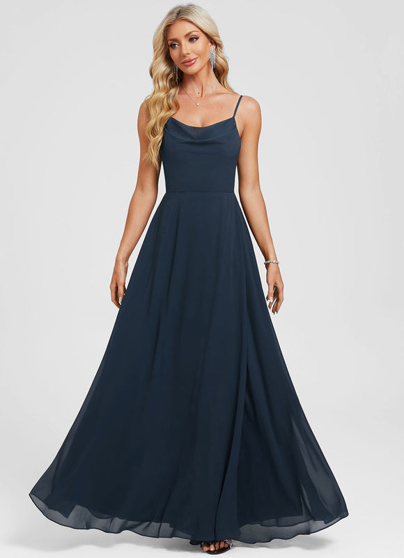 Robe Longue Mousseline Bleu Marine Chic - gallery 3