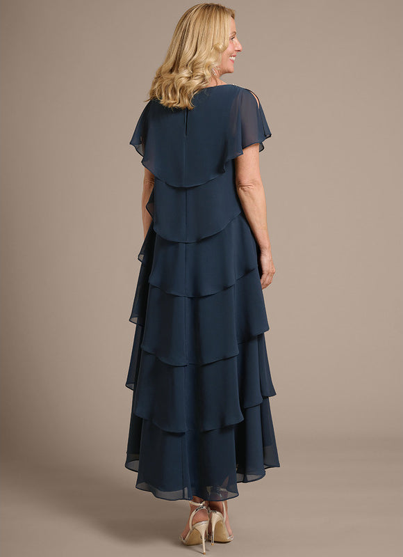 Robe Mousseline Volants Élégante Nuit - gallery 5