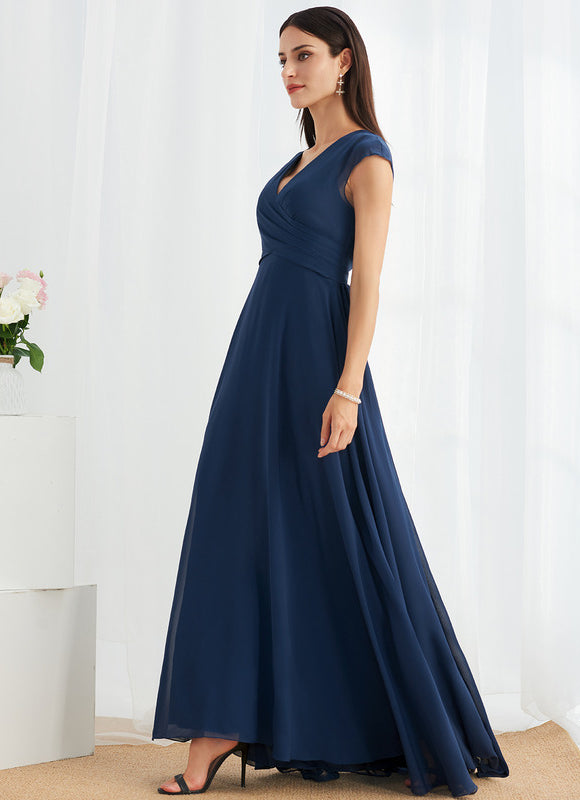Robe Longue Mousseline Bleu Marine Été - gallery 1