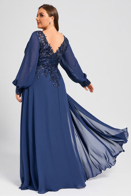 Robe Élégante Longue Paillettes Bleu - gallery 8