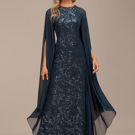 Robe Élégante Pailletée Col Long
