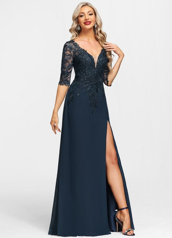 Robe Élégante Paillettes Col V - gallery 5