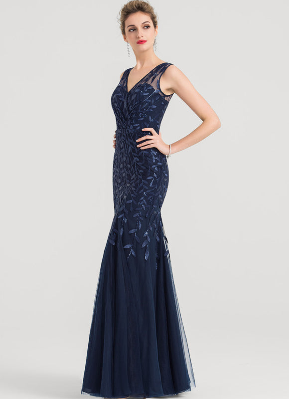 Robe Élégante Tulle Brodé Nuit - gallery 5
