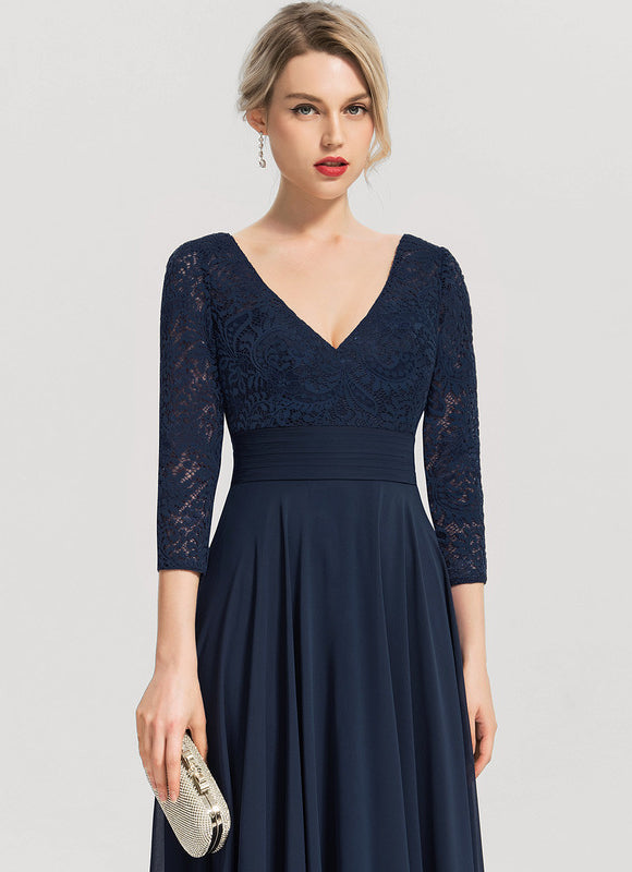 Robe Élégante Col V Brodée Nuit - gallery 2