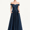 Robe Satinée Épaule Dénudée Élégante