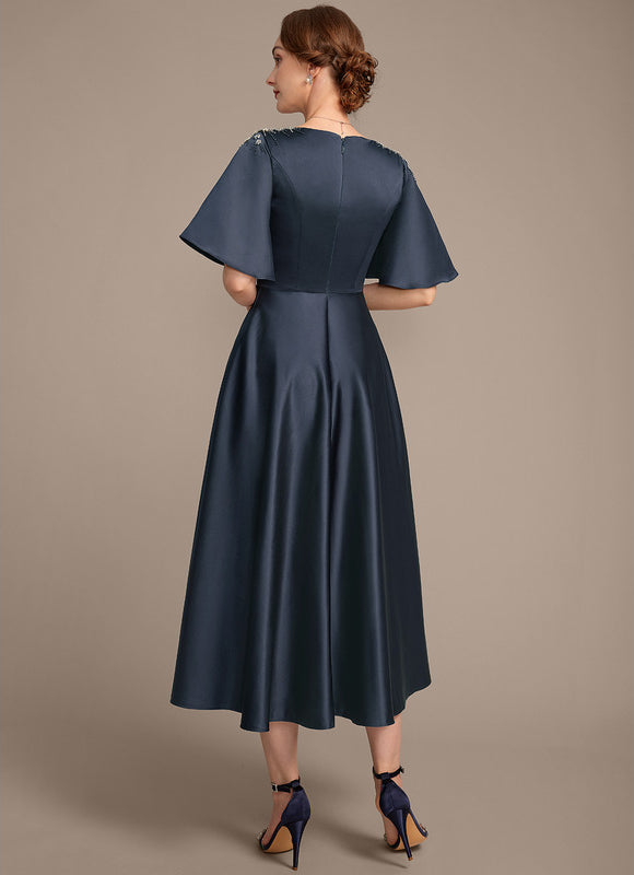 Robe Satinée Élégante Col V Poches - gallery 6