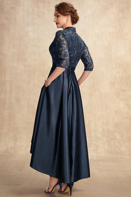 Robe Élégante Satinée Col Brodé - gallery 6