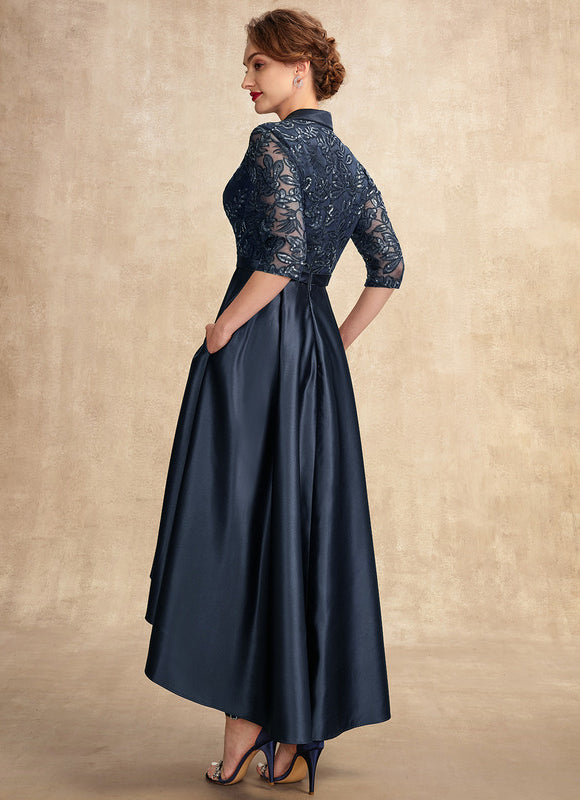 Robe Élégante Satinée Col Brodé - gallery 6