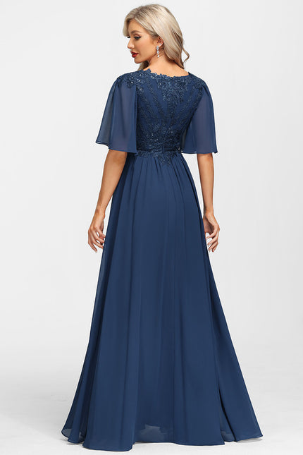 Robe Mère Mariée Bleu Marine Paillettes - gallery 3