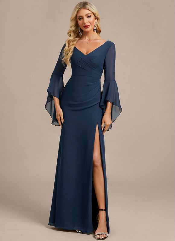 Robe Longue Moulante Bleu Marine Chic