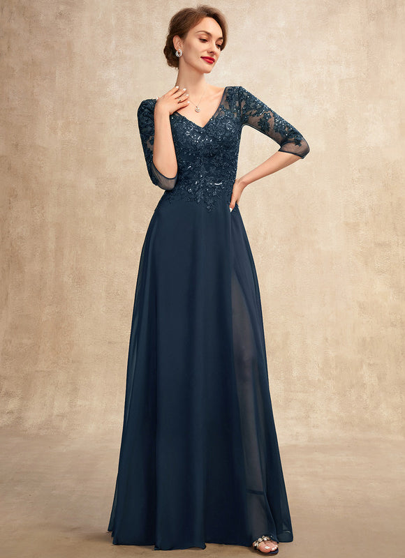 Robe Mère Mariée Bleu Marine Paillettes - gallery 1