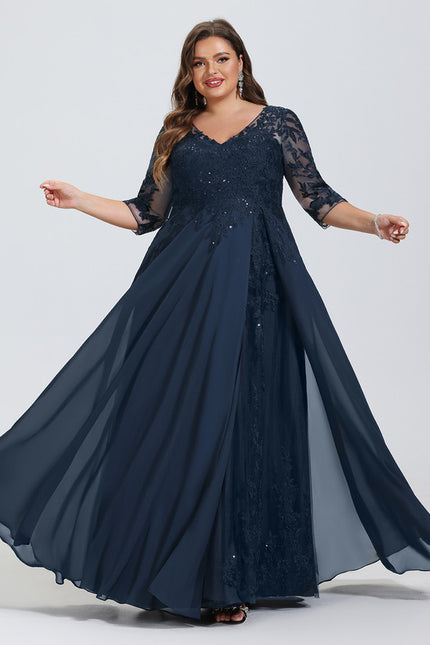Robe Mère Mariée Bleu Marine Paillettes - gallery 8