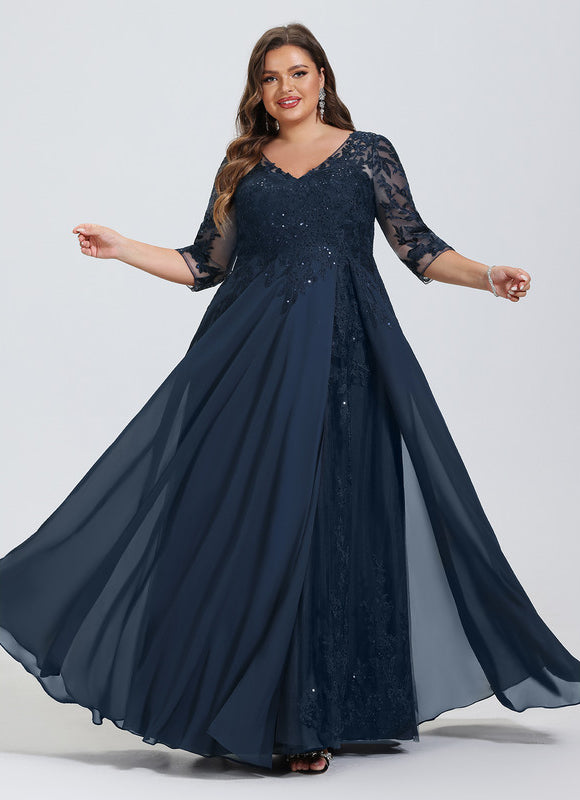 Robe Mère Mariée Bleu Marine Paillettes - gallery 8