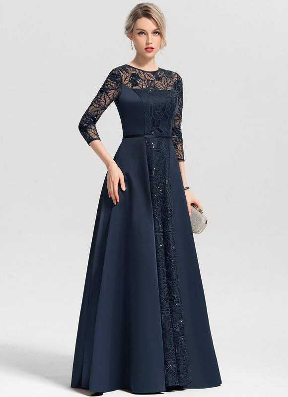 Robe Élégante Satinée Dentelle Nuit - gallery 1
