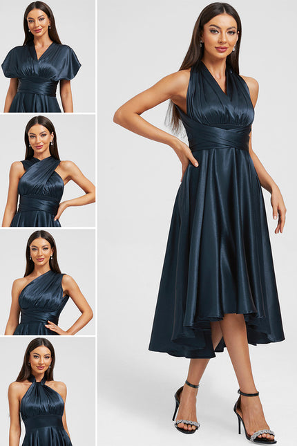 Robe Bleu Marine Satin