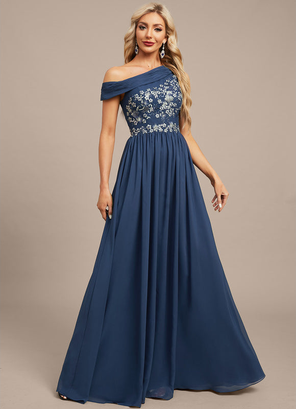 Robe Élégante Col Asymétrique Nuit - gallery 5