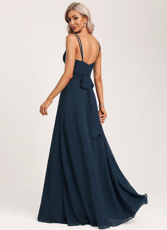 Robe Mousseline Élégante Col V Fendue - gallery 6