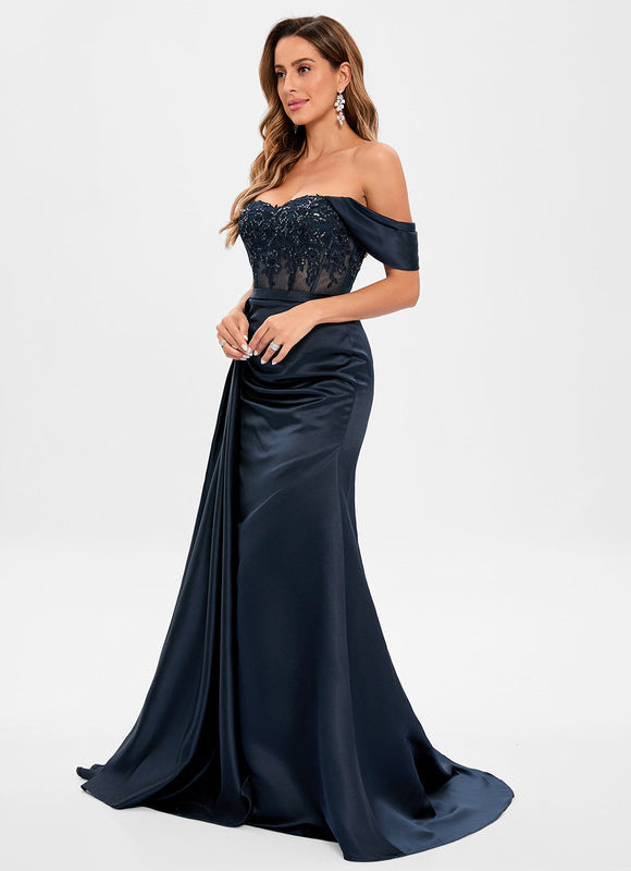 Robe Élégante Col Bateau Bleu Marine - gallery 5