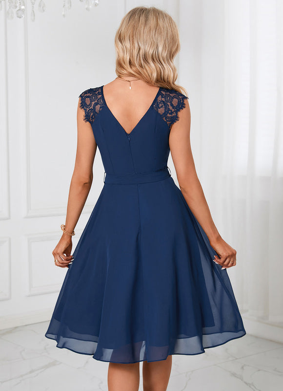 Robe Chic Mousseline Col V Élégante - gallery 6